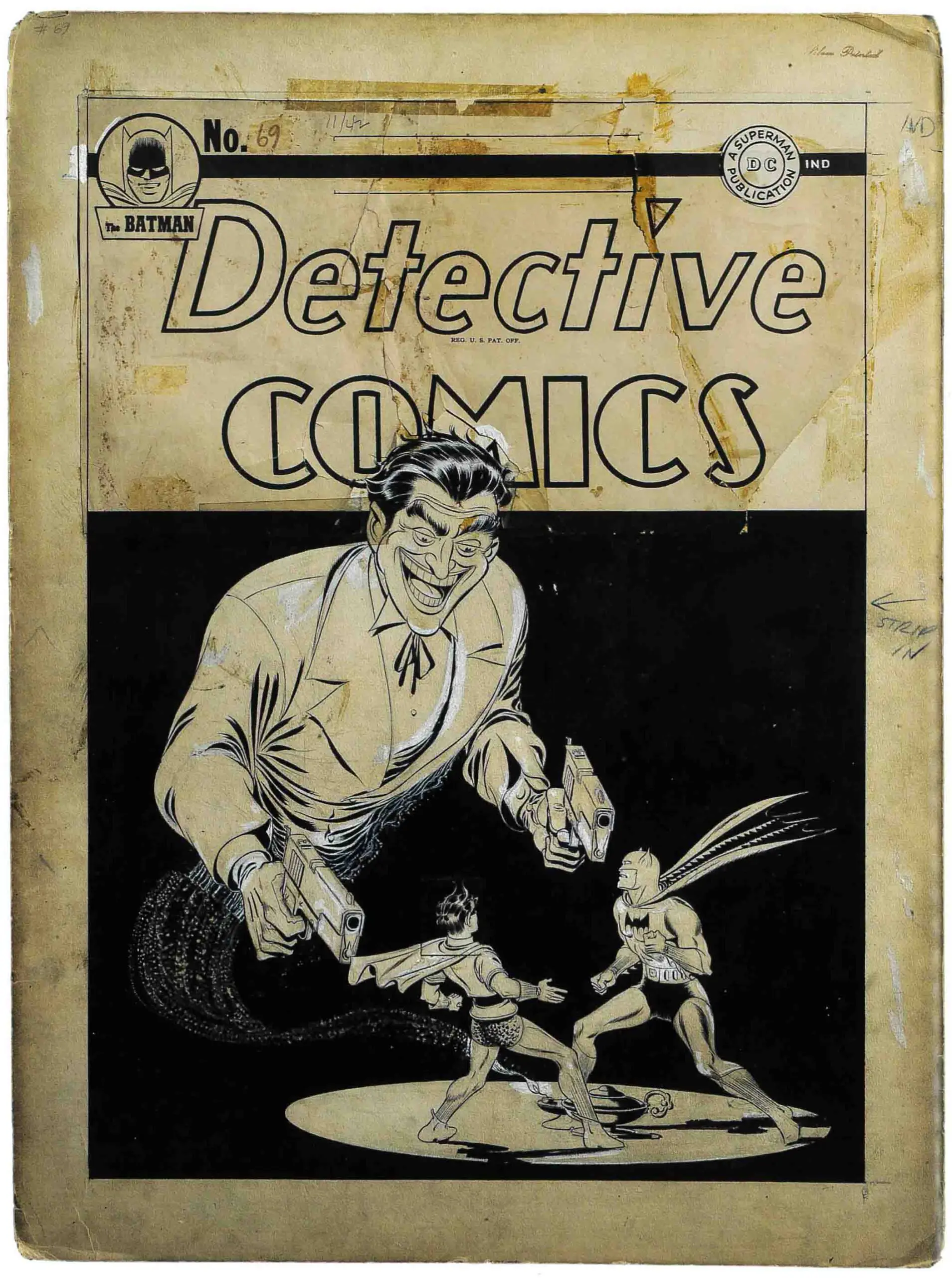 Jerry Robinson's Joker drawings.