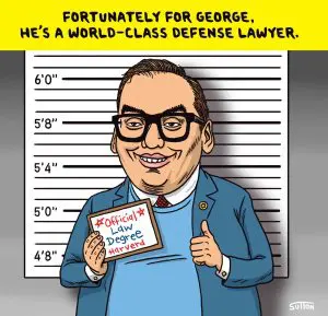 Ward Sutton cartoon about the indictment of George Santos.