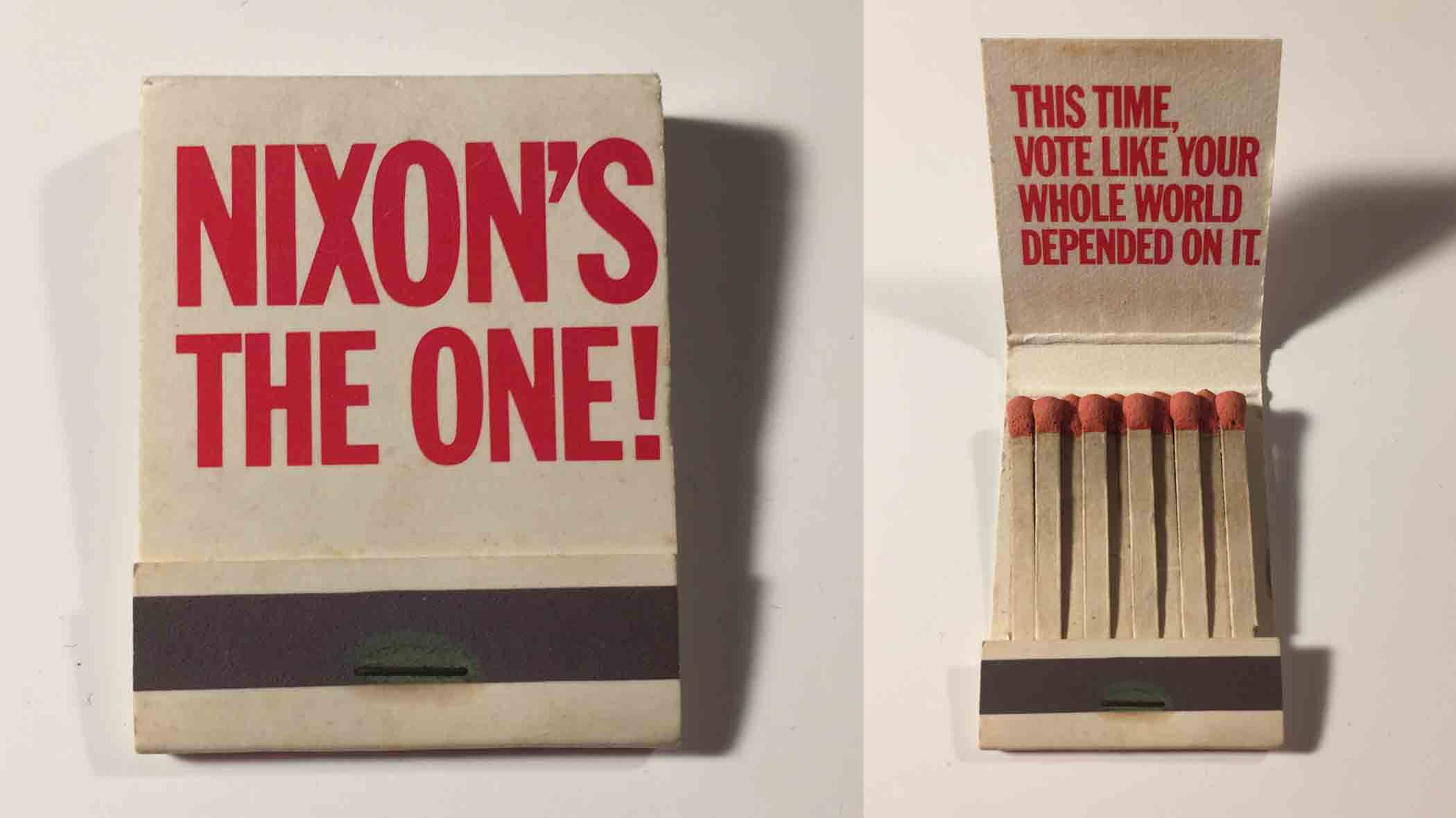 Image of a Nixon for President campaign matchbook.