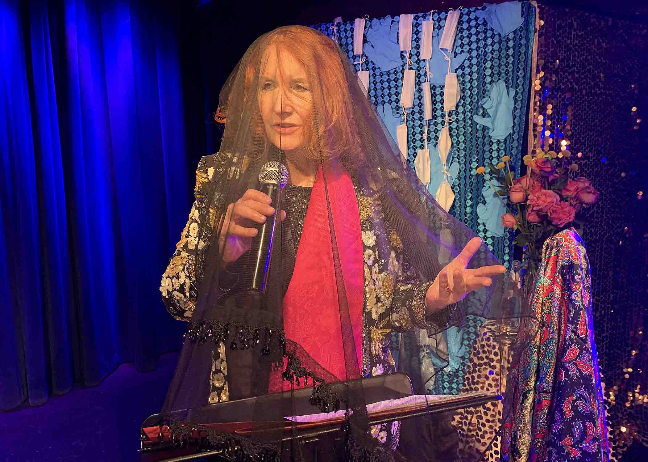 Village Voice article about new performance piece by Karen Finley zeroing in on the real pain and deep absurdity of the Covid years.