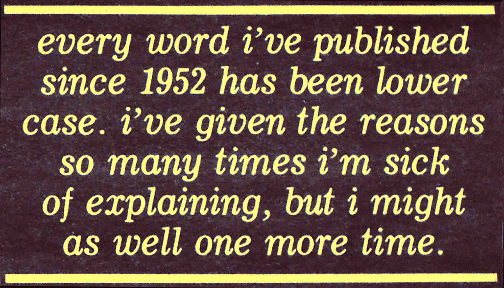 Article from the Village Voice Archive about poet and columnist Joel Oppenheimer's penchant for writing in all lowercase.