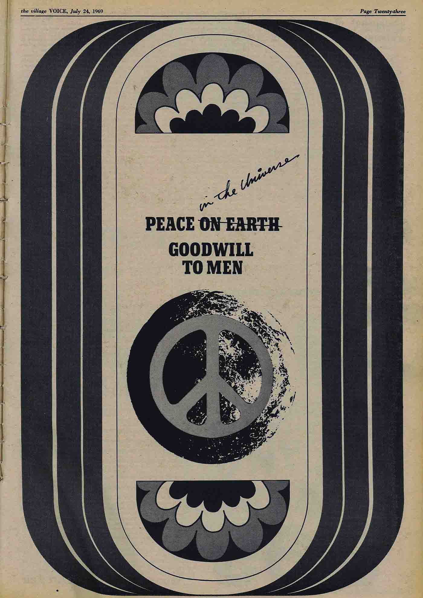 Article from the Village Voice Archive about the 1969 moon landing celebration in Central Park.
