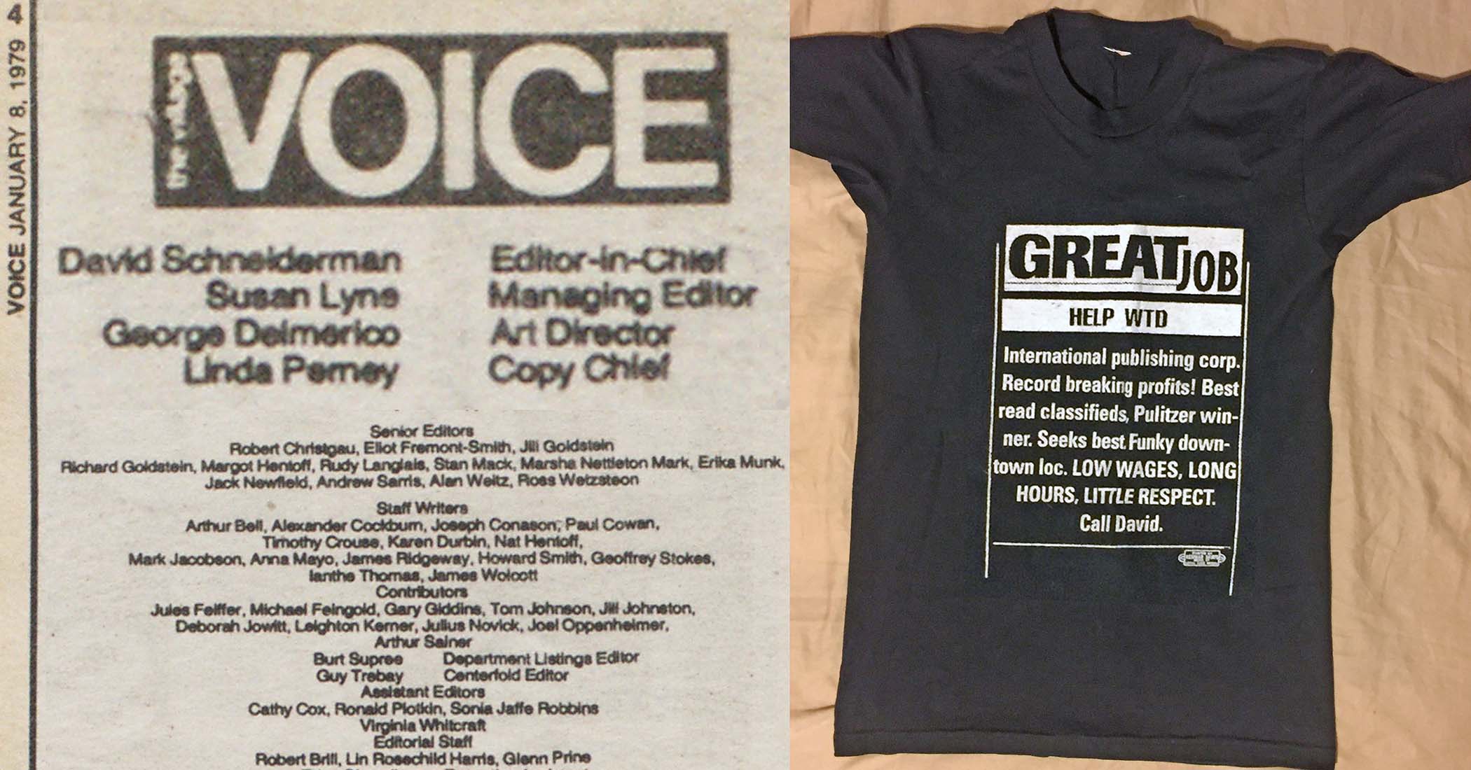 Union t-shirt noted in an obituary for Village Voice editor and publisher David Schneiderman