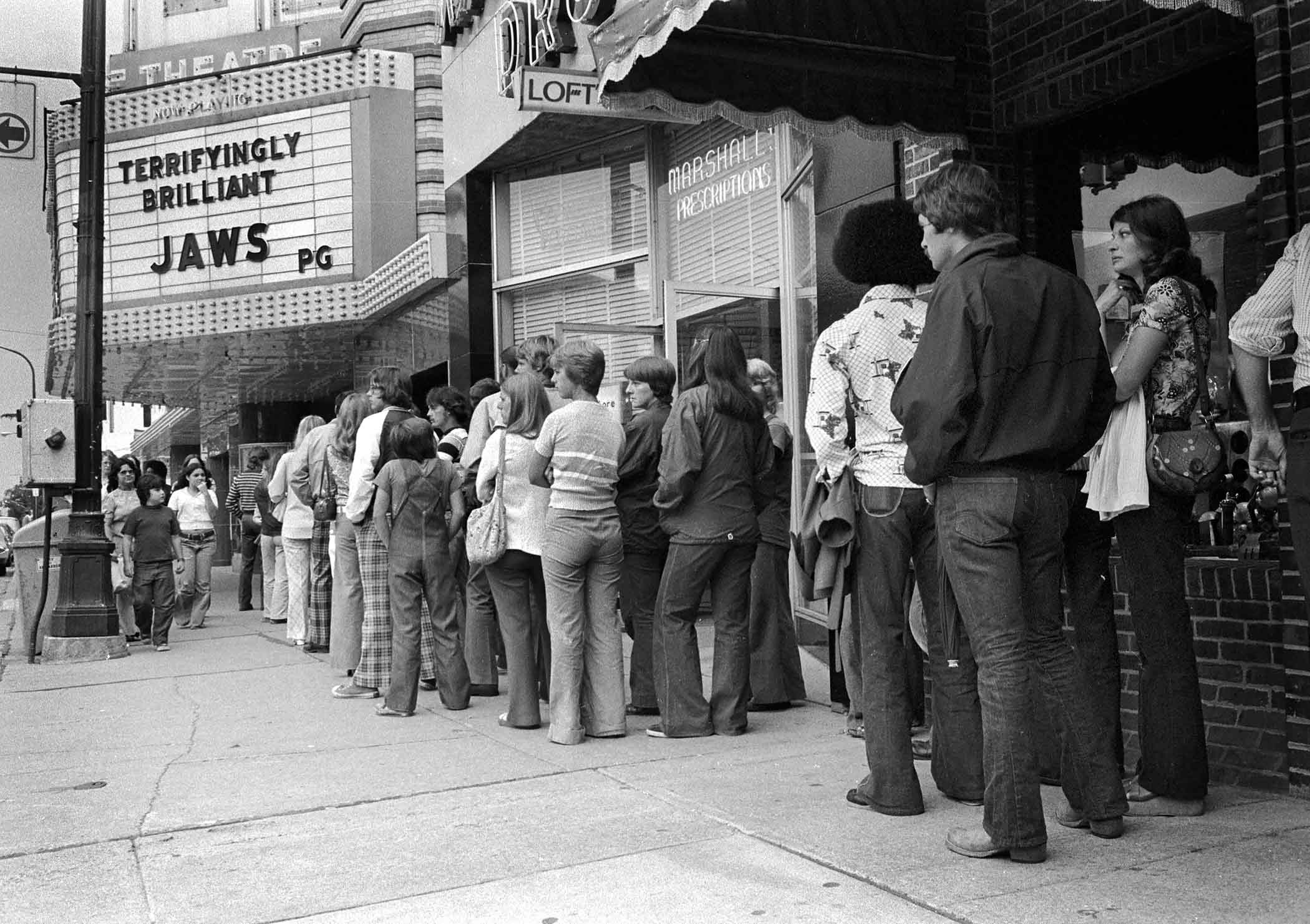 On line to see "Jaws" in 1975.