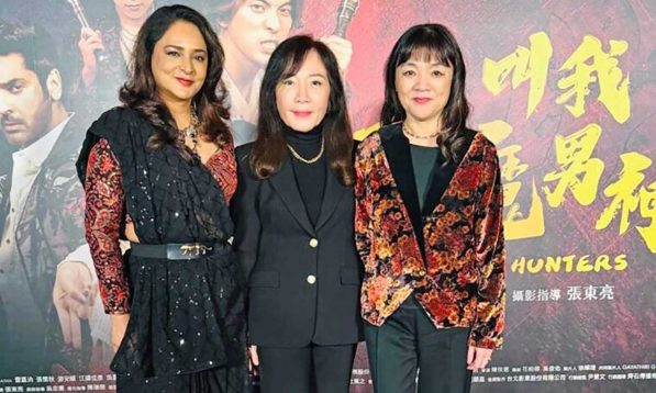 (L-R) "Demon Hunters" co-producer Gayathiri Guliani, producer Cindy Shyu, and director Mei-Juin Chen.