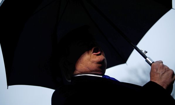 Into each life a little rain must fall: President Donald Trump speaks in D.C. in 2019, before departing to London to meet with NATO leaders for the 70th anniversary of the alliance.